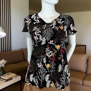 By Design Brand Women's Black Top Size Medium With Gold Accents  NWT!